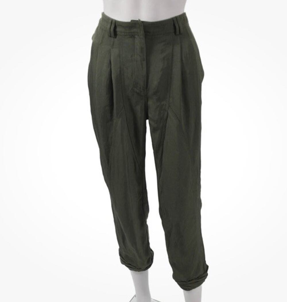 Alexander Wang Womens Ankle Pants Green Triacetate Zip Size 4